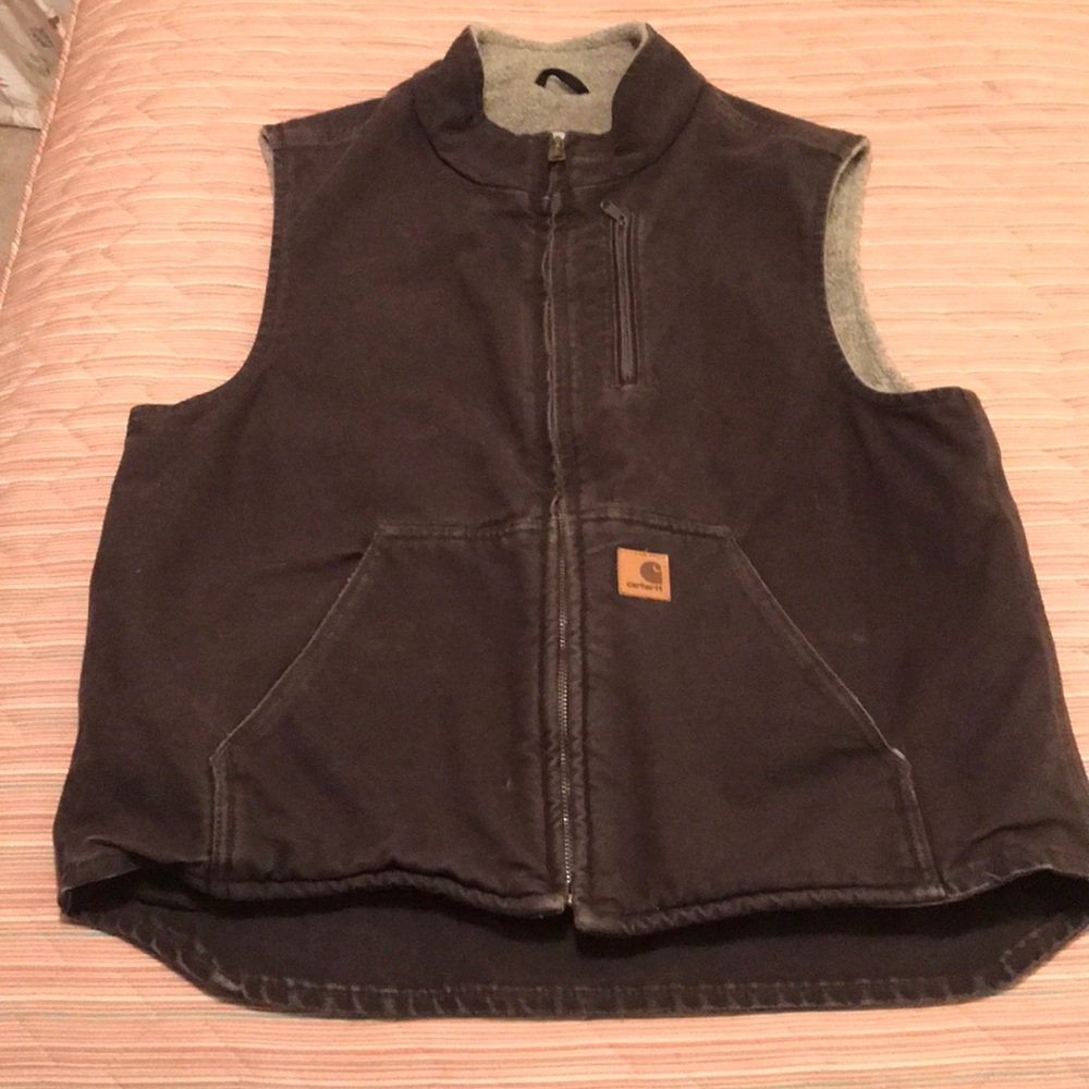 Carhartt Mock-neck Wool-lined Canvas Vest: L/G